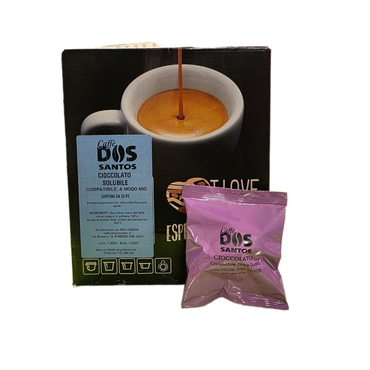 Capsula A Modo Mio Dos Santos Cioccolato 50 Pz